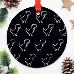 Cute Black, Dinosaur Round Ornament (two Sides)