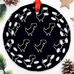 Cute Black, Dinosaur Ornament (round Filigree)