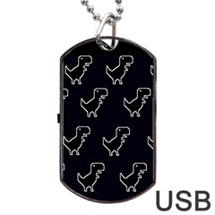 Cute Black, Dinosaur Dog Tag Usb Flash (two Sides) by kyorashop23