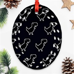 Cute Black, Dinosaur Oval Filigree Ornament (two Sides)