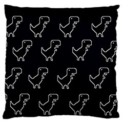 Cute Black, Dinosaur Large Premium Plush Fleece Cushion Case (two Sides) by kyorashop23