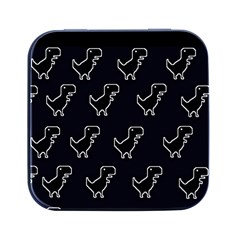 Cute Black, Dinosaur Square Metal Box (black)