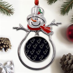 Cute Black, Dinosaur Metal Snowman Ornament