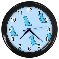 Dinosaur , Cute, Pastel, Wall Clock (black)