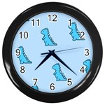 Dinosaur , Cute, Pastel, Wall Clock (Black) Front