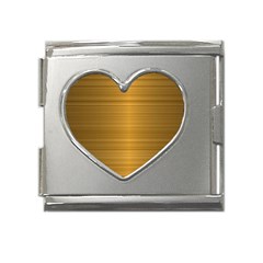 Gold, Desenho, Golden, Metal, Shiny, Mega Link Heart Italian Charm (18mm)