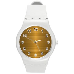 Gold, Desenho, Golden, Metal, Shiny, Round Plastic Sport Watch (m) by kyorashop23