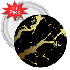 Marble Black, Kiss, Gold, Pretty 3  Buttons (10 Pack)  by kyorashop23