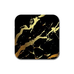 Marble Black, Kiss, Gold, Pretty Rubber Square Coaster (4 Pack) by kyorashop23