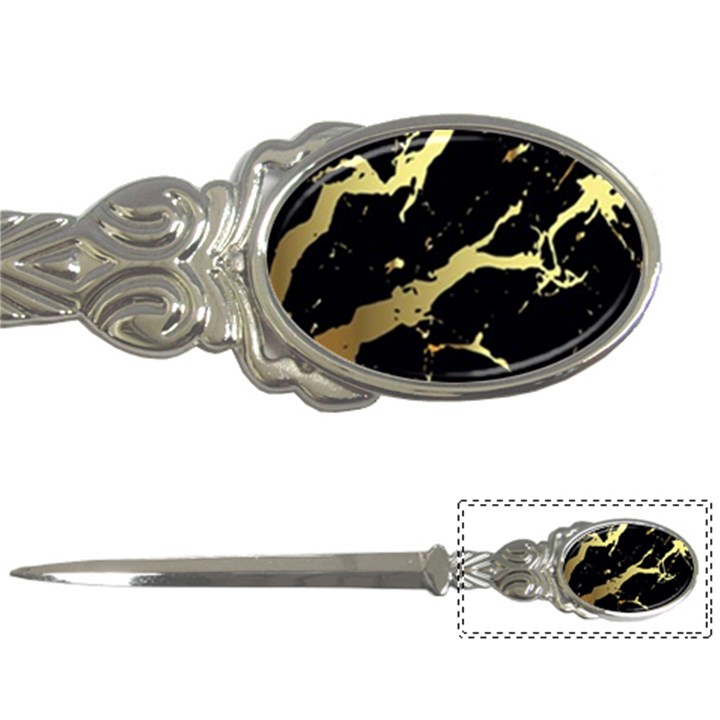 Marble Black, Kiss, Gold, Pretty Letter Opener