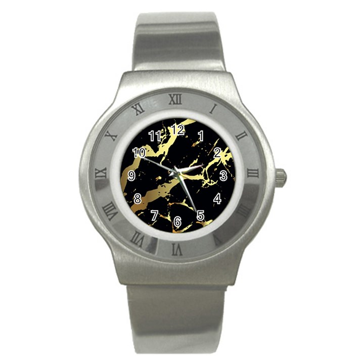 Marble Black, Kiss, Gold, Pretty Stainless Steel Watch