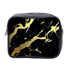 Marble Black, Kiss, Gold, Pretty Mini Toiletries Bag (two Sides) by kyorashop23