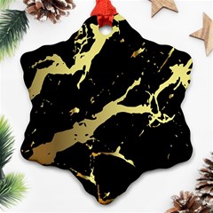 Marble Black, Kiss, Gold, Pretty Snowflake Ornament (two Sides)