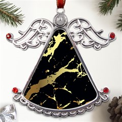 Marble Black, Kiss, Gold, Pretty Metal Angel With Crystal Ornament