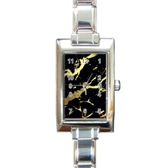 Marble Black, Kiss, Gold, Pretty Rectangle Italian Charm Watch by kyorashop23