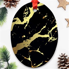 Marble Black, Kiss, Gold, Pretty Ornament (oval)