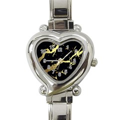 Marble Black, Kiss, Gold, Pretty Heart Italian Charm Watch by kyorashop23