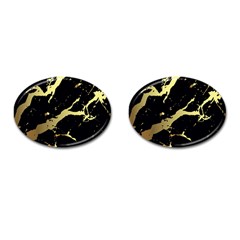 Marble Black, Kiss, Gold, Pretty Cufflinks (oval)