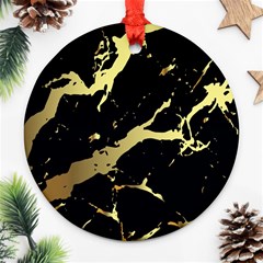 Marble Black, Kiss, Gold, Pretty Round Ornament (two Sides)