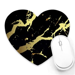 Marble Black, Kiss, Gold, Pretty Heart Mousepad by kyorashop23