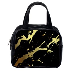 Marble Black, Kiss, Gold, Pretty Classic Handbag (one Side) by kyorashop23