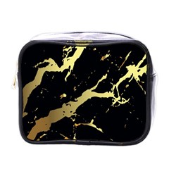 Marble Black, Kiss, Gold, Pretty Mini Toiletries Bag (one Side) by kyorashop23