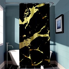 Marble Black, Kiss, Gold, Pretty Shower Curtain 36  X 72  (stall)  by kyorashop23