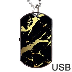 Marble Black, Kiss, Gold, Pretty Dog Tag Usb Flash (one Side) by kyorashop23