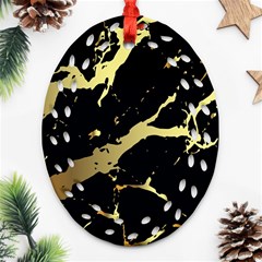 Marble Black, Kiss, Gold, Pretty Ornament (oval Filigree)