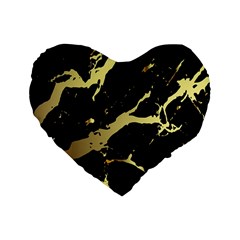 Marble Black, Kiss, Gold, Pretty Standard 16  Premium Flano Heart Shape Cushions