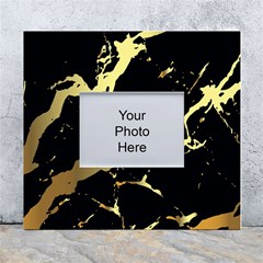 Marble Black, Kiss, Gold, Pretty White Wall Photo Frame 5  X 7  by kyorashop23