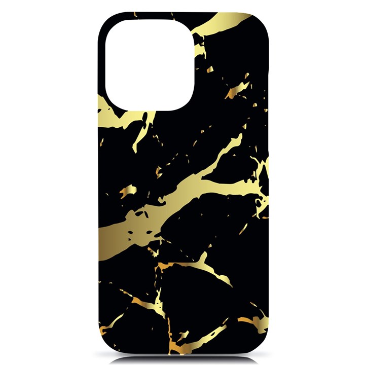 Marble Black, Kiss, Gold, Pretty iPhone 14 Pro Max Black UV Print Case