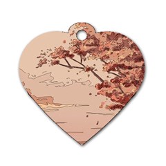 Pastel Nature , Art, Blue, Cute, Nature, Pink Dog Tag Heart (one Side) by kyorashop23