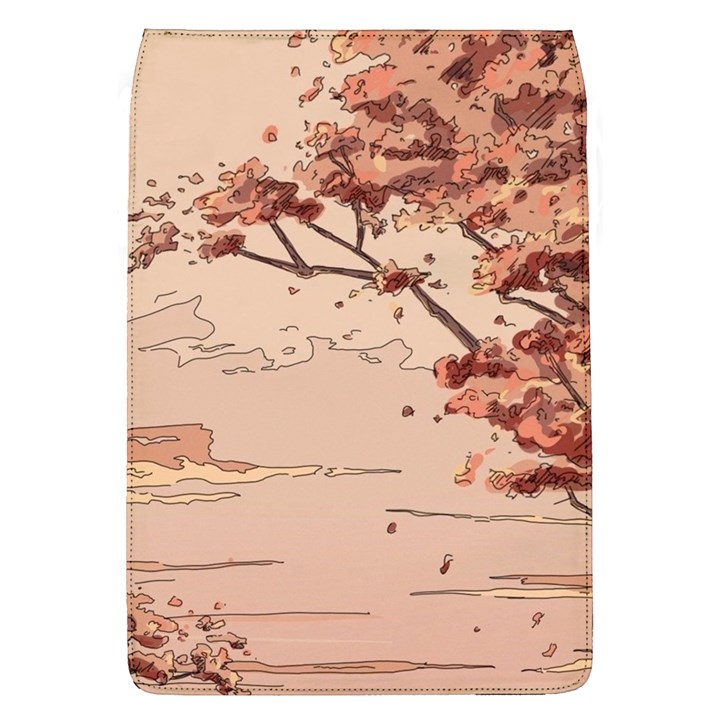 Pastel Nature , Art, Blue, Cute, Nature, Pink Removable Flap Cover (L)