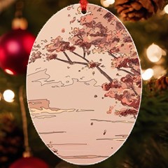 Pastel Nature , Art, Blue, Cute, Nature, Pink Uv Print Acrylic Ornament Oval by kyorashop23