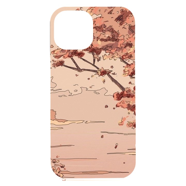 Pastel Nature , Art, Blue, Cute, Nature, Pink iPhone 15 Plus Black UV Print PC Hardshell Case