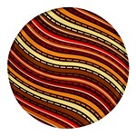 Waves Pattern Abstract Neutrals Round Glass Fridge Magnet (4 pack) Front