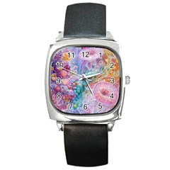 Cells Fluid Bubbles Square Metal Watch by Maspions