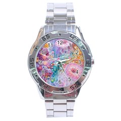 Cells Fluid Bubbles Stainless Steel Analogue Watch