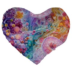 Cells Fluid Bubbles Large 19  Premium Heart Shape Cushions