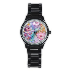 Cells Fluid Bubbles Stainless Steel Round Watch