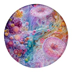 Cells Fluid Bubbles Round Glass Fridge Magnet (4 Pack) by Maspions