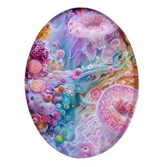 Cells Fluid Bubbles Oval Glass Fridge Magnet (4 Pack)