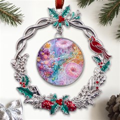 Cells Fluid Bubbles Metal X mas Wreath Holly Leaf Ornament by Maspions