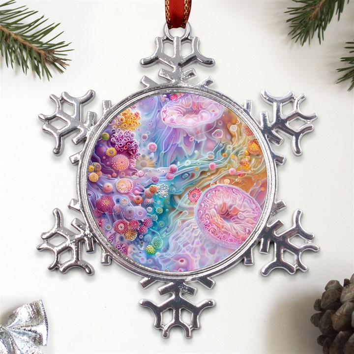 Cells Fluid Bubbles Metal Large Snowflake Ornament