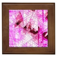 Pink Abstract Lineart Framed Tile