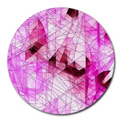 Pink Abstract Lineart Round Mousepad by Maspions