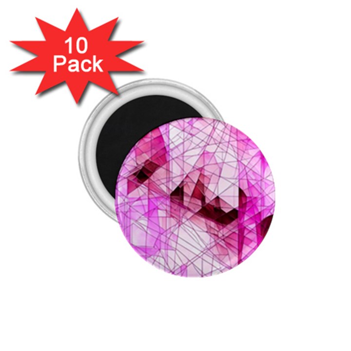 Pink Abstract Lineart 1.75  Magnets (10 pack) 