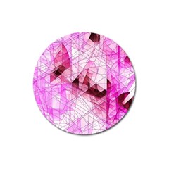 Pink Abstract Lineart Magnet 3  (round)