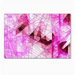 Pink Abstract Lineart Postcards 5  X 7  (pkg Of 10)